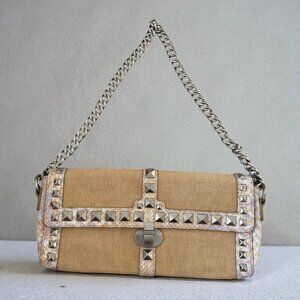BCBGIRLS Vintage y2k Studded Straw Chain Strap Shoulder Bag